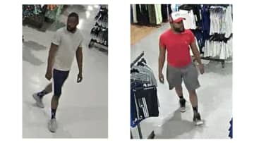 Police have asked the public for help locating two men accused of stealing thousands of dollars worth of clothing from a Long Island store.