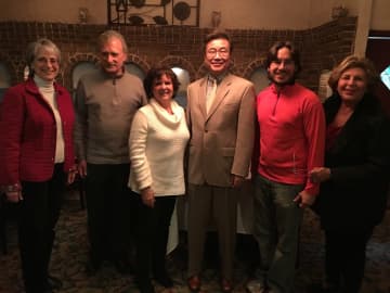 Pictured are Phyllis Rothschild,  Mr. and  Mrs. Muscat (WISE Sponsor), Paul Okura (Chamber President), Kevin Chin (WISE Sponsor), and Mariam Janusz, Chamber executive director.