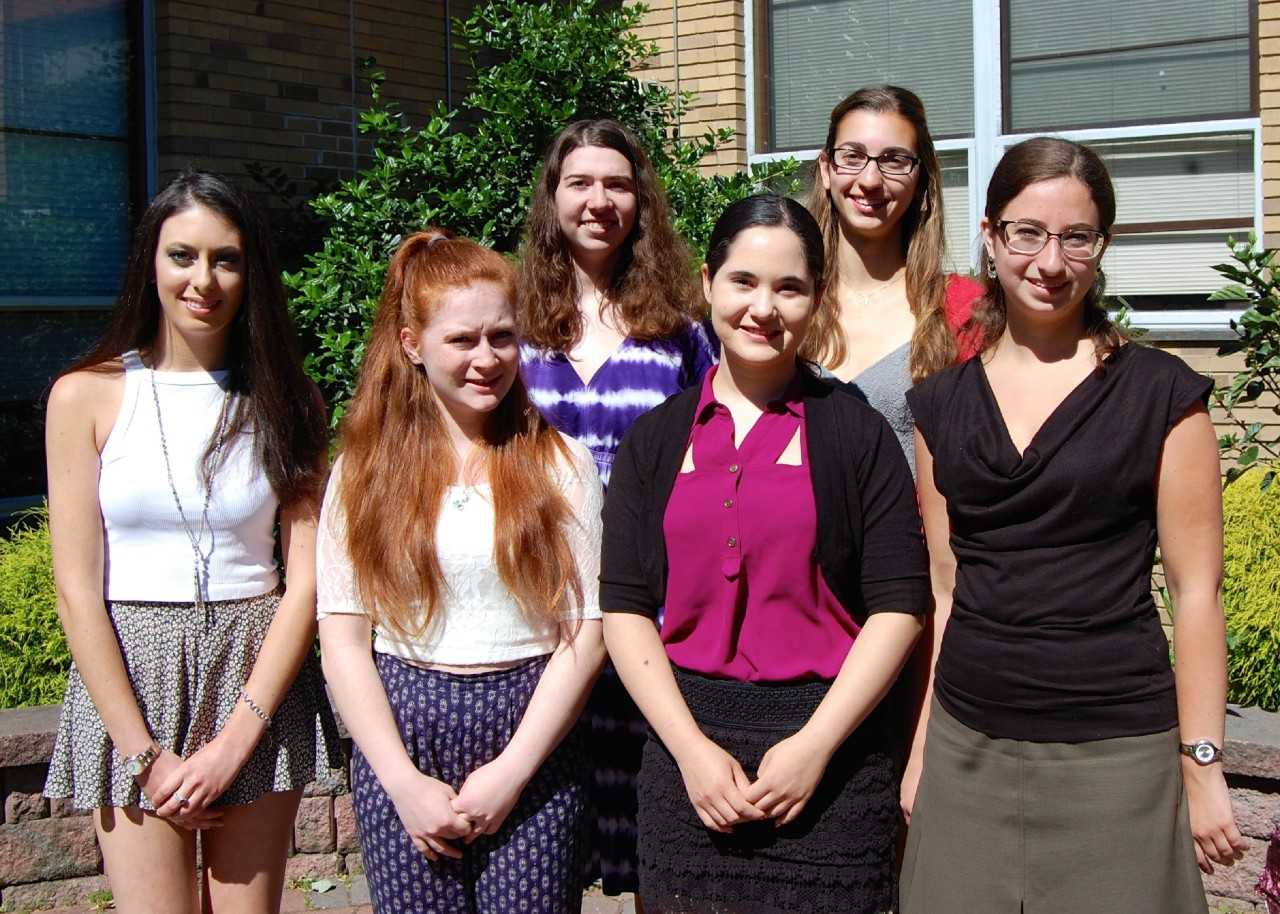 Here are six of the recent scholarship recipients (from left): Justine Laufer, Lauren Gerlin, Leah Field, Inbar Tivon, Mikaela Rosen and Rachel Gleyzer.