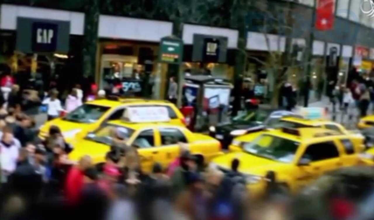 The video shows old footage released in April, including scenes of Times Square and Herald Square.