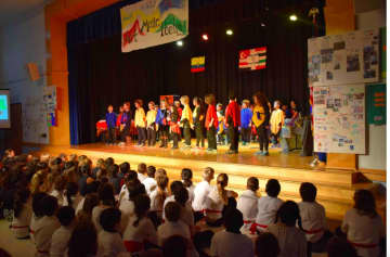 Third-graders at Carrie E. Tompkins Elementary School in Croton-On-Hudson celebrated the cultures of Ecuador, the Middle East and Italy through an art, music and poetry presentation on Feb. 11.