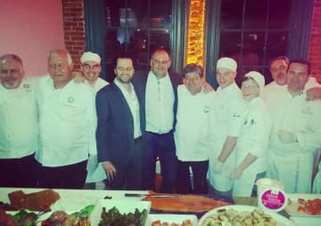 In the center of the photo from the gala at Arch Street Teen Center Friday night are, from left, Christian Carion, Director, and actor Matthew Rhys and Chef Jean-Louis Gerin, James Beard Award-Winning Chef.