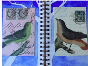 Here is an example of art journaling. Learn about art journaling at the Ridgefield Library on Wednesday, April 13, from 10 a.m. to noon.