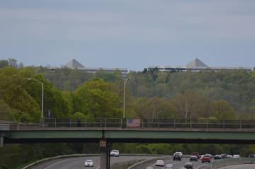 The pyramid-topped buildings at IBM's once bustling campus in Somers. The buildings are pictured in a view from Goldens Bridge.