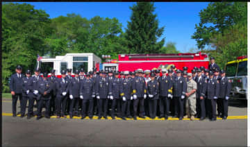 <p>Members of the Weston Volunteer Fire Department. The Weston Volunteer Fire Department presented awards to some of its members.</p>