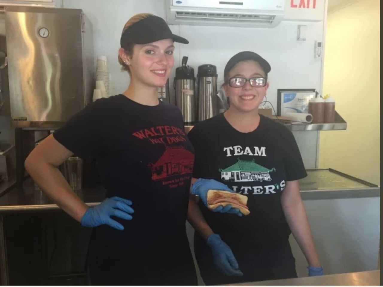 Behind the counter at Walter's in Mamaroneck.