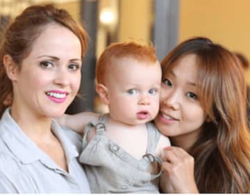 Christina Vomoca, 38, left, her son, Oliver, and Maiko Kobayashi, right, from the photo on the Gofundme page seeking donations for the two Stamford women who were critically injured after a tractor trailer collision with their vehicle Saturday.