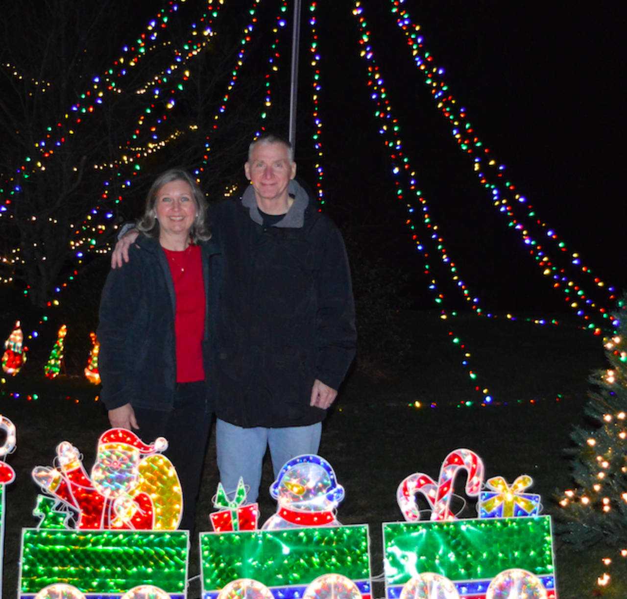 Newtown couple Rhonda and Chane Cullens set up Christmas tree extravaganza in their front yard
