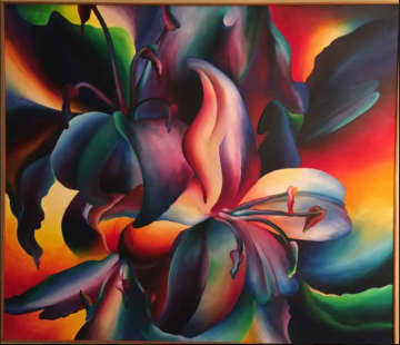 Six local artists are featured in a Wilton Library winter art exhibition that opens with a reception today and runs to Jan. 27. Among the works is "Lilies" by Janel Cassara.