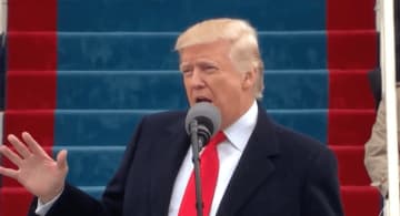 Donald Trump delivers his inaugural address  in front of the Capitol Building on Jan. 20.