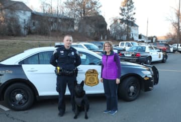 Shelton Police Department K9, Stryker, has received a bullet and stab protective vest.  Margie Mills of Shelton sponsored the vest.