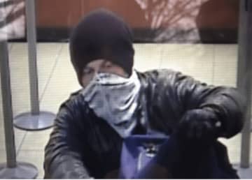 The suspect in the robbery of a Chase Bank in Greenwich on Wednesday afternoon.