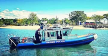 Darien marine police responded after a sailboat hit an anchored boat in Long Island Sound.