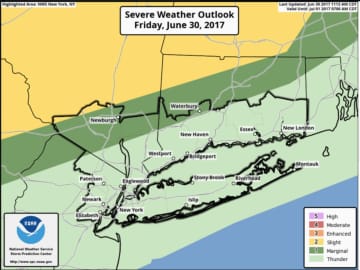 A look at the likelihood of severe storms throughout the Hudson Valley on Friday.