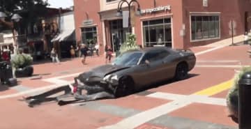 A screenshot of a car after it hit anti-racist protesters Saturday in Charlottesville, Va. One person was killed.