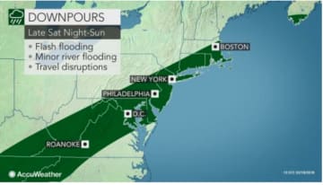 Downpours overnight Saturday into Sunday could cause flashing flood.