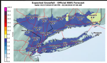 A look at the latest snowfall projections for Saturday's storm.