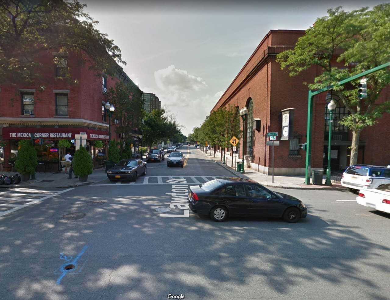 A bicyclist was struck on Lawson Street near the intersection of Main Street in New Rochelle.