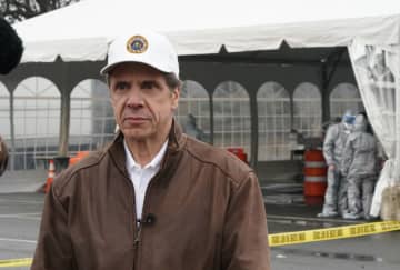 New York Gov. Andrew Cuomo at a drive-through COVID-19 testing facility.