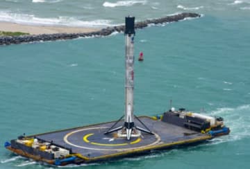 The first stage of the SpaceX Falcon 9 rocket being returned to Cape Canaveral, Fla. on June 2. A fourth Falcon 9 flight by NASA on Saturday will carry a science experiment designed by a South Jersey college student.