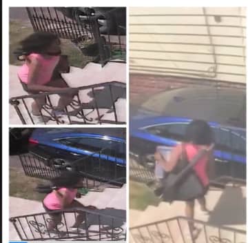 The woman in a pink top and jean shorts took the package from the porch of a home on the 100 block of Stuyvesant Avenue around 2:15 p.m., Thursday,  Newark Public Safety Director Anthony F. Ambrose said.