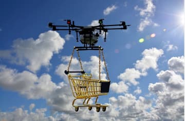 Drone with shopping cart.