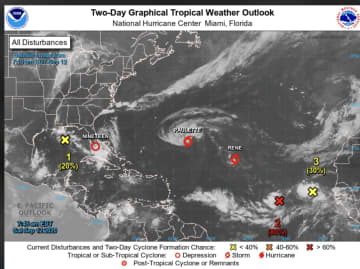 A look at activity in the Atlantic, including two tropical storms,.