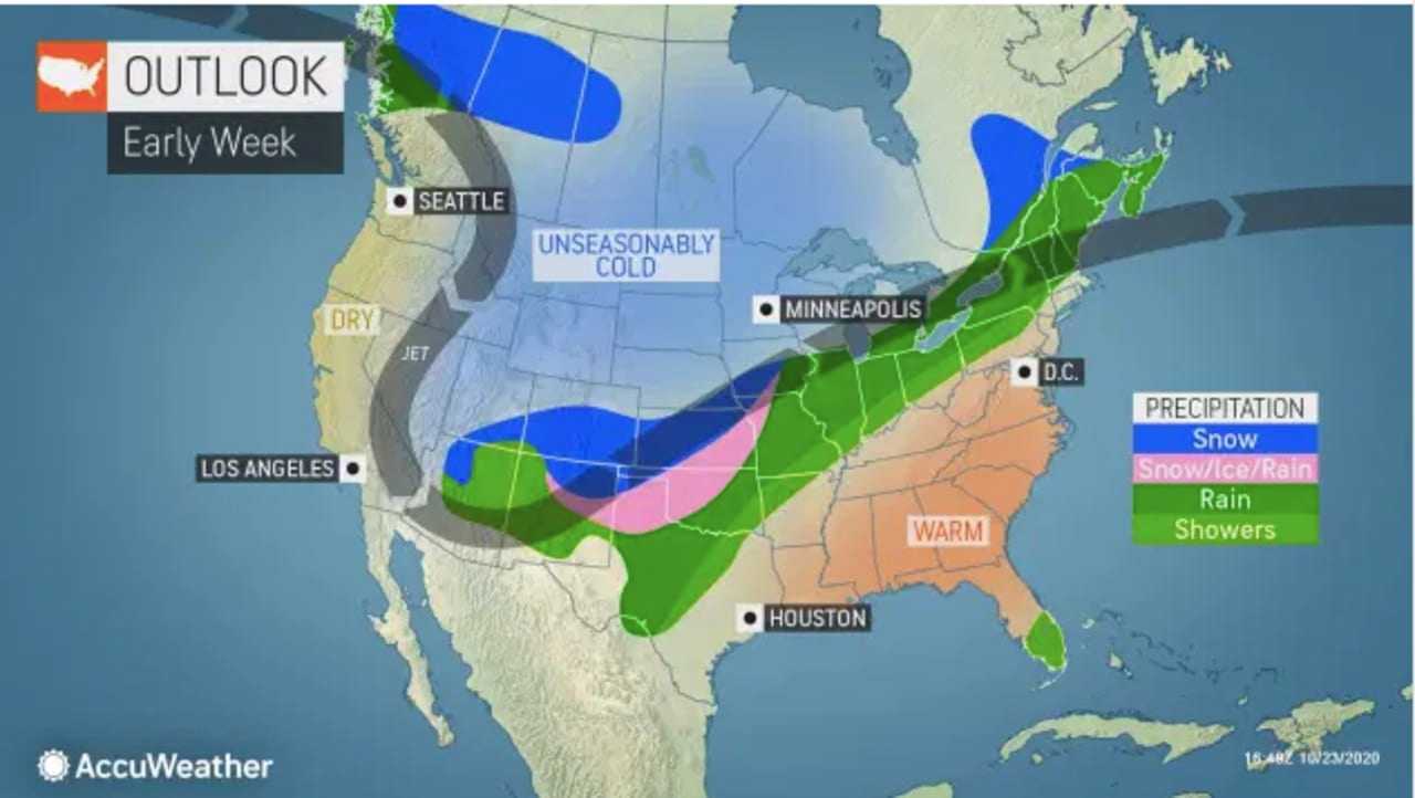 A look at the weather pattern for early this week.