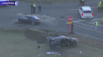 the scene of a serious crash in Burlington County. (Photo Courtesy: ABC-TV News Chopper 6)