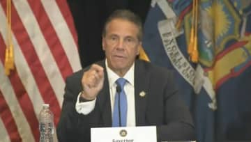 New York Gov. Andrew Cuomo at a briefing on Monday, July 26.