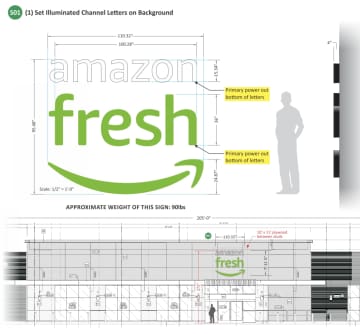 The proposed Amazon Fresh sign.