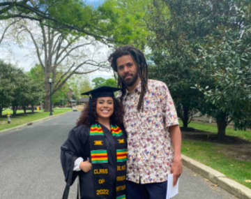 Cierra Bosarge and J. Cole at her graduation ceremony.