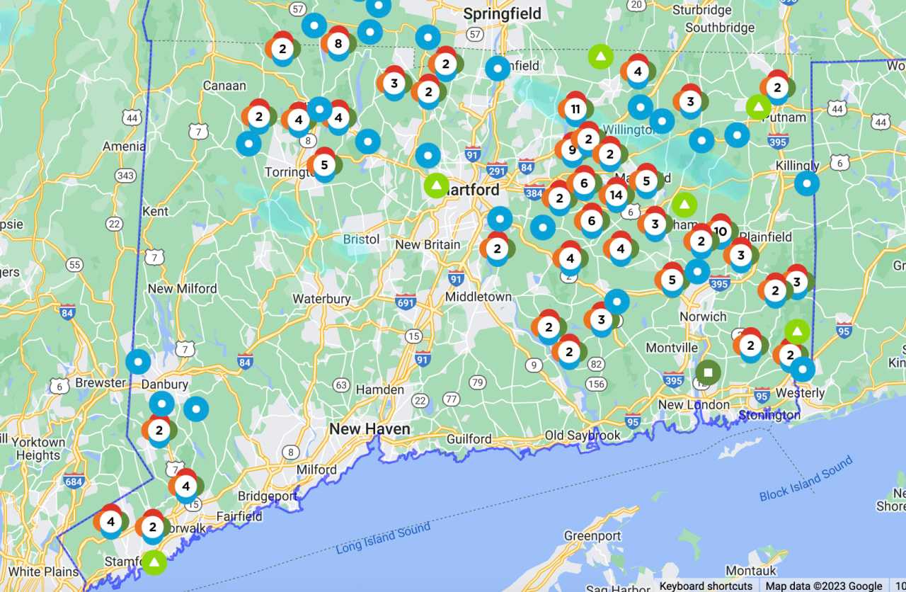 Eversource's outage map as of 11:15 a.m. on Friday, Feb. 24.
