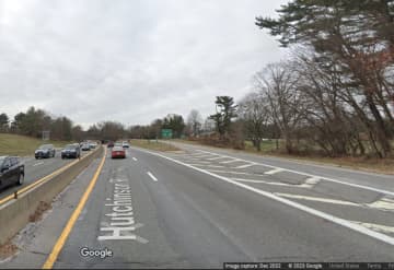 The Hutchinson River Parkway southbound in Scarsdale is experiencing traffic delays as a result of a blocked right lane.