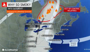 Wildfire smoke forecast June 8 and 9, 2023.