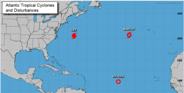 As of late Friday morning, Sept. 15, Tropical Depression 15 is moving northwest at 15 miles per hour over the open Atlantic toward the Caribbean Sea.