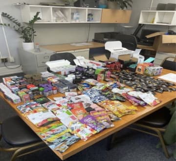 <p>Police released an image of the confiscated products allegedly sold by the store.&nbsp;</p>