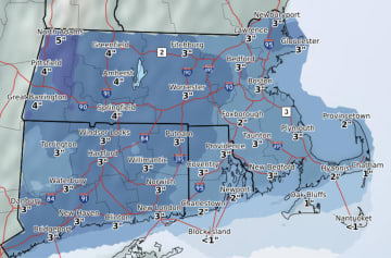 National Weather Service snowfall forecast for Tuesday, Feb. 9