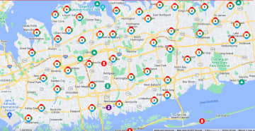 The PSEG Long Island power outage map at around 8 a.m. Monday, Dec. 23.