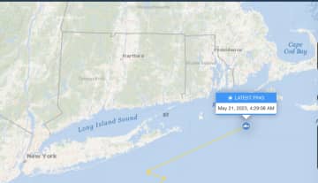 A new ping by Frosty the Shark was reported on Sunday, May 21 at about 4:30 a.m. in between Block Island and Martha's Vineyard, according to the non-profit Ocearch group.