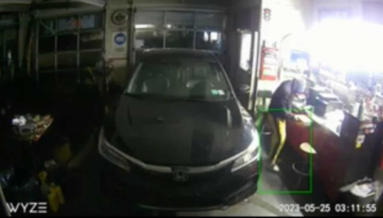 Police say they are searching for a man who burgled a Long Island gas station in the early hours of Thursday, May 25.