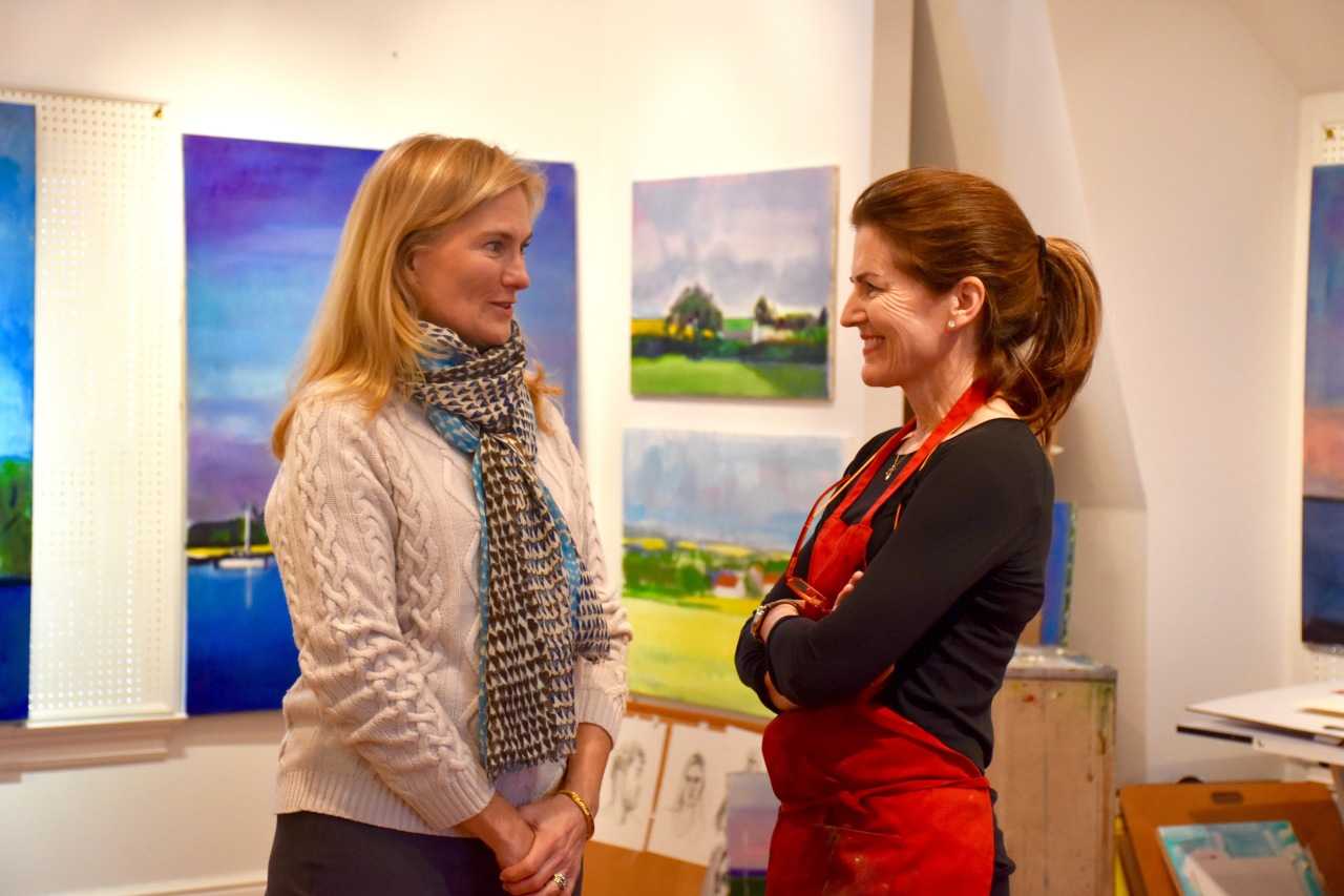 Eileen Smith from the Tree Conservancy of Darien and artist Elizabeth Higgins.