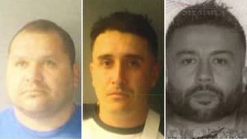 Oscar Dario Nino Franco (left), Andres Felipe Albarracin Rodriguez (center), and Jonathan Alejandro Cogua Osuna (right) were charged in connection with the burglary.