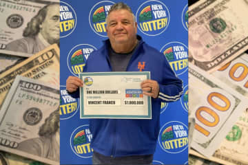 Vincent Franco, of Patchogue, claimed the $1 million top prize on New York Lottery's Cash X20 scratch-off game.