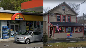 The winning tickets were bought at the A Plus store in Hartsdale (left) and the Vista Market in South Salem (right).