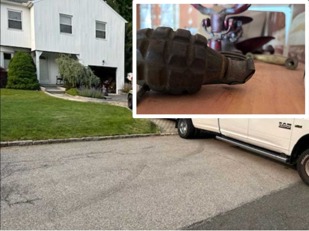 A live grenade had to be removed from a home in White Plains after it was found during a basement cleanup.
