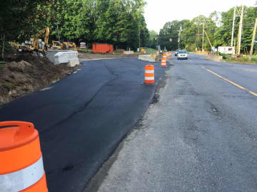 The bypass is in place as bridge replacement work continues on Plumtrees Road in Bethel.