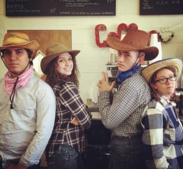 The staff at Hayfields Market in North Salem really get into that country vibe.