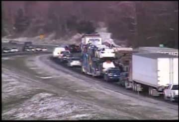 A crash between Exits 10 and 9 on westbound I-84 is causing a traffic jam on Tuesday.
