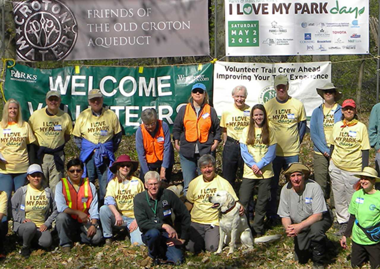 <p>Volunteers at I Love My Park Day on the Old Croton Aqueduct in 2015.</p>